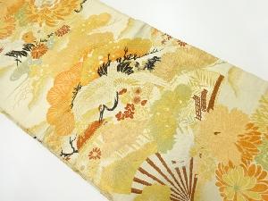 アンティーク　松鶴に菊模様織出し丸帯（材料）